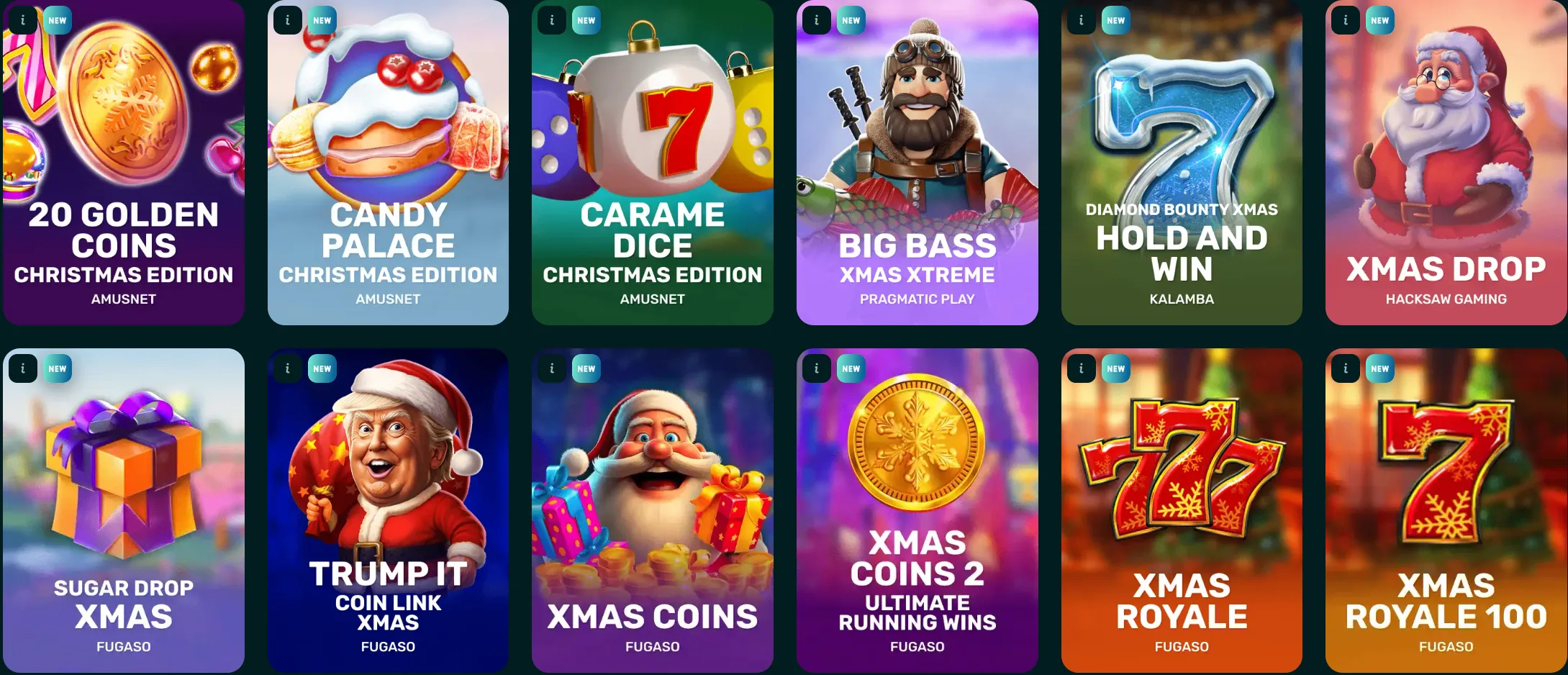Spinaconda Casino kerstgames en Xmas-editions in de lobby