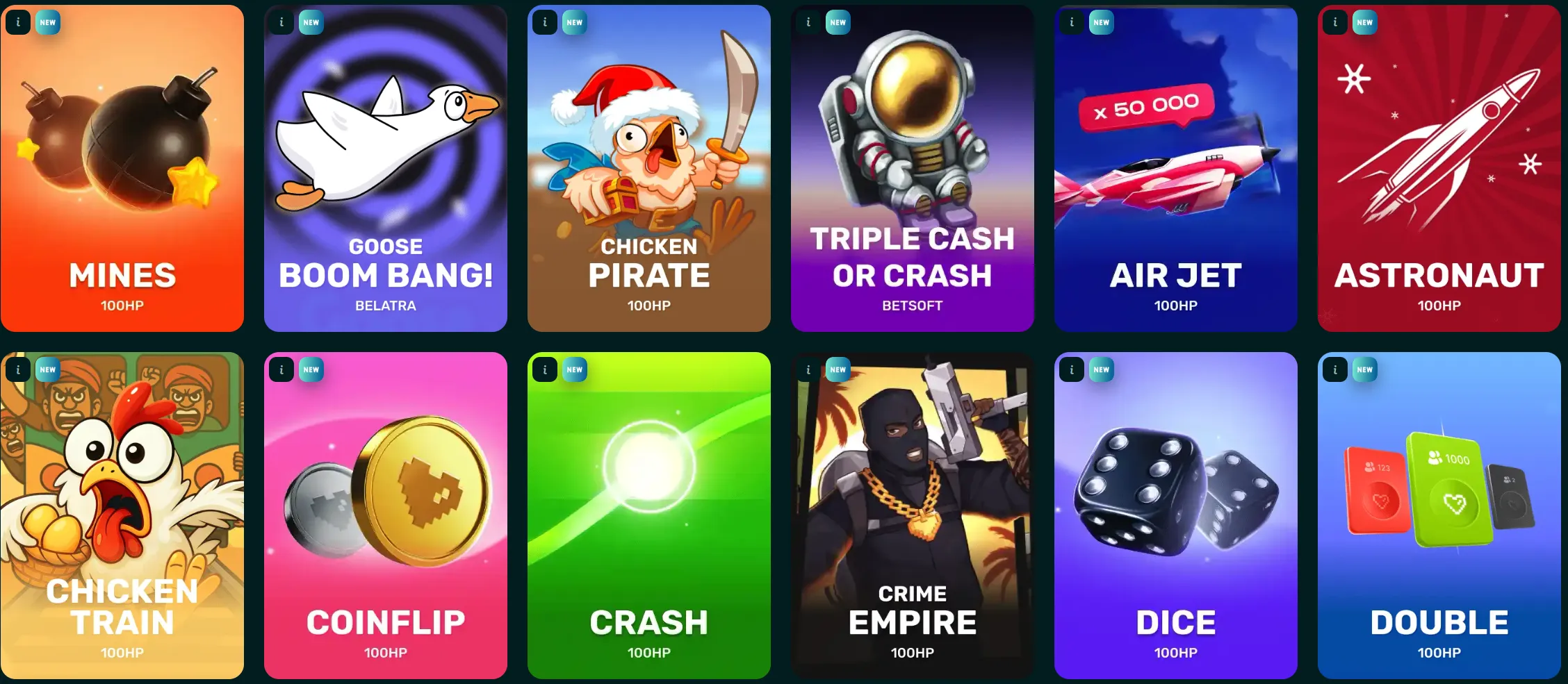 Spinaconda Casino crash games en instant spellen zoals Mines, Coinflip en Dice