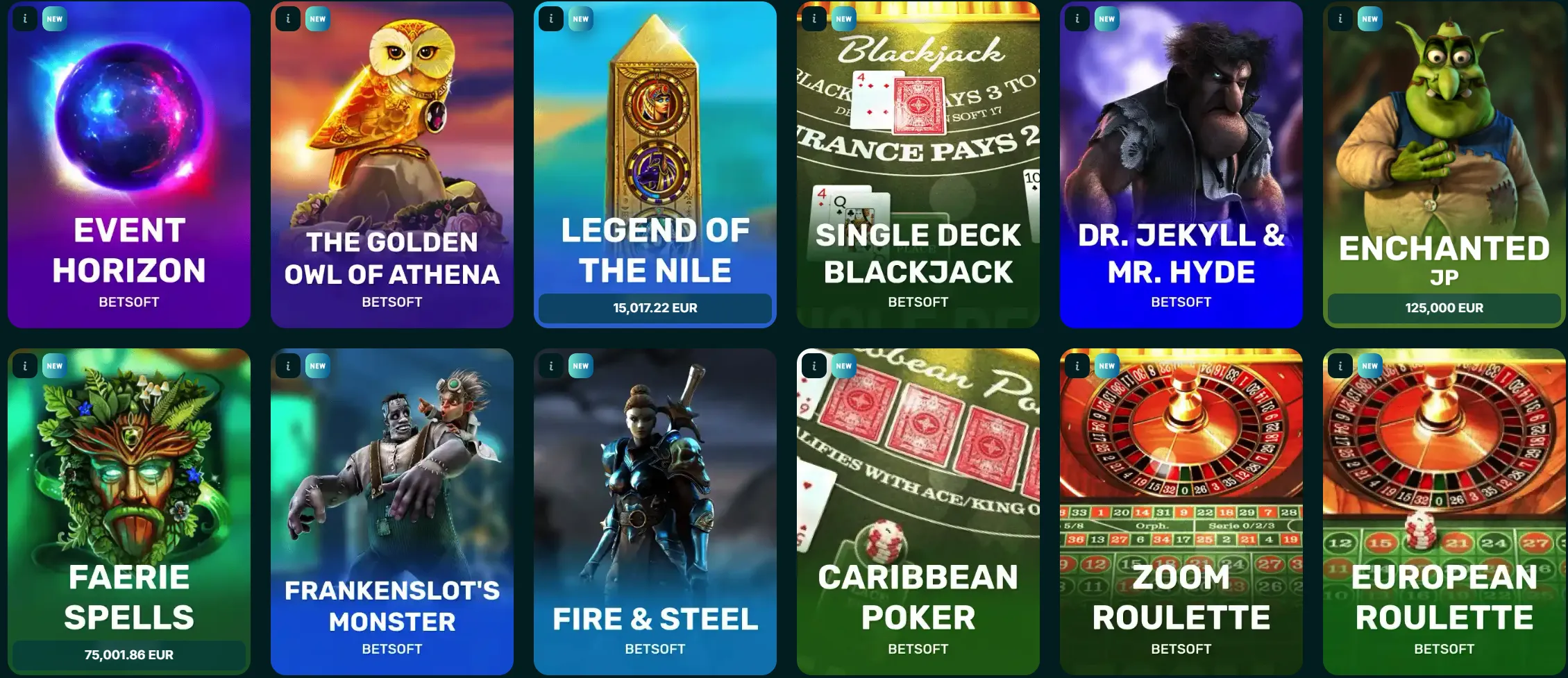 Spinaconda Casino megaways en jackpot-achtige titels met bedragen in euro